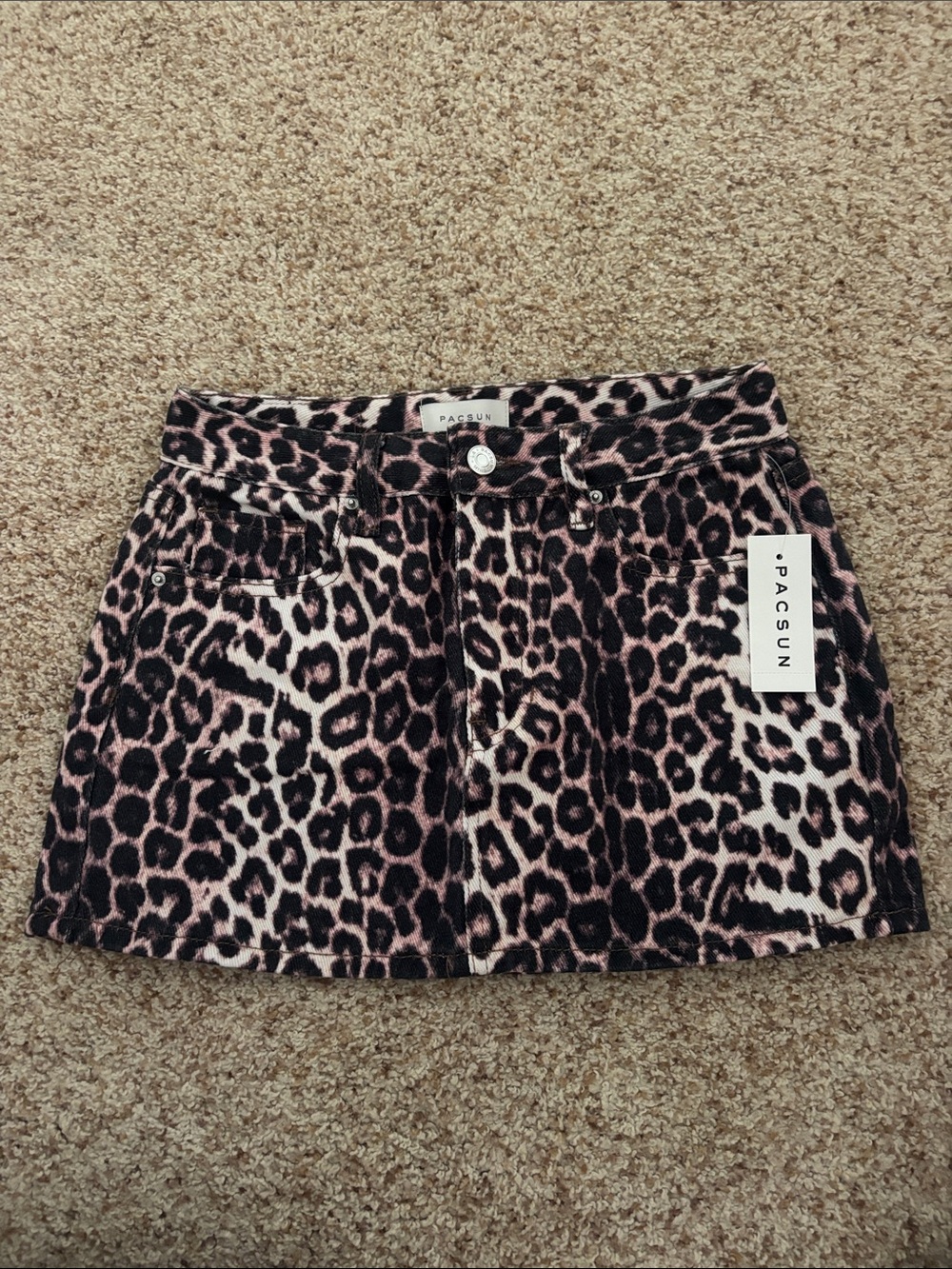 NWT PacSun Pink and Black Leopard Print Mini Skirt